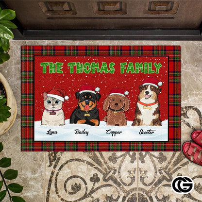 Personalized Christmas Doormat with Custom Family Name and Text
