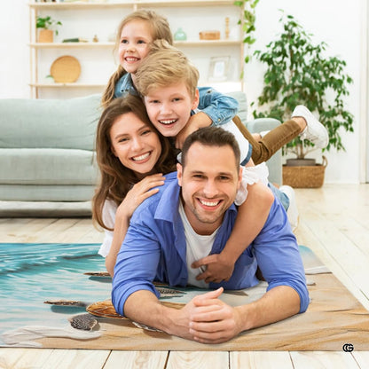Twin sea turtle artwork displayed across modern living space flooring with seaside decor. - thumbnail image 5 of 7
