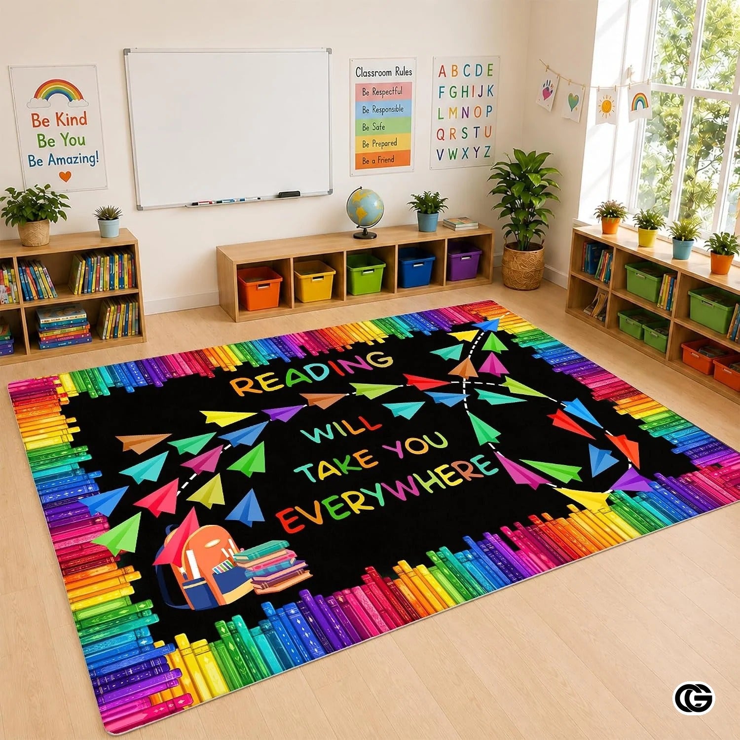 Custom Reading Corner Welcome Mat for Classroom and Library - Style 9