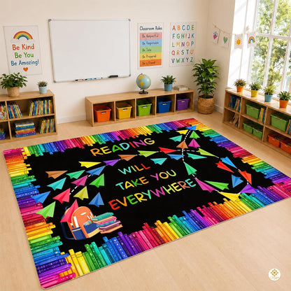Custom Reading Corner Welcome Mat for Classroom and Library - Style 9