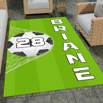 Detailed view of the premium edge stitching and bright turf green print on microfiber - thumbnail image 7 of 7