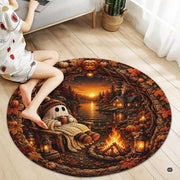 Custom Halloween 3D Optical Illusion Round Rug Skeleton Horror Area Rug (1, #11)