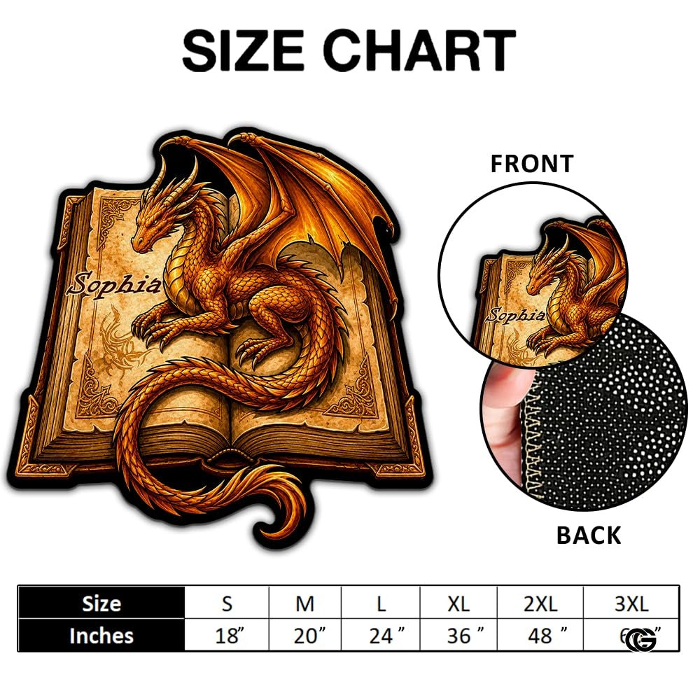 Custom Dragon Shaped Area Rug, Personalized Library Western Dragon Shaped Floor Mat Book Rug, Non-Slip Reading Room Carpet for Living Room, Bedroom, Dorm, Kids Room, Fans Lover (D4)