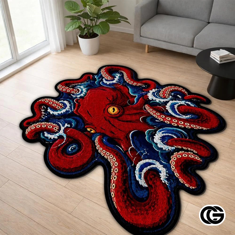 Custom Octopus Shaped Welcome Mat for Door and Entryway - D3