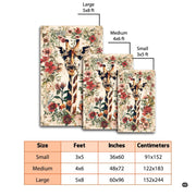 Overhead floor layout view of the parchment beige vintage floral giraffe area rug - thumbnail image 7 of 7