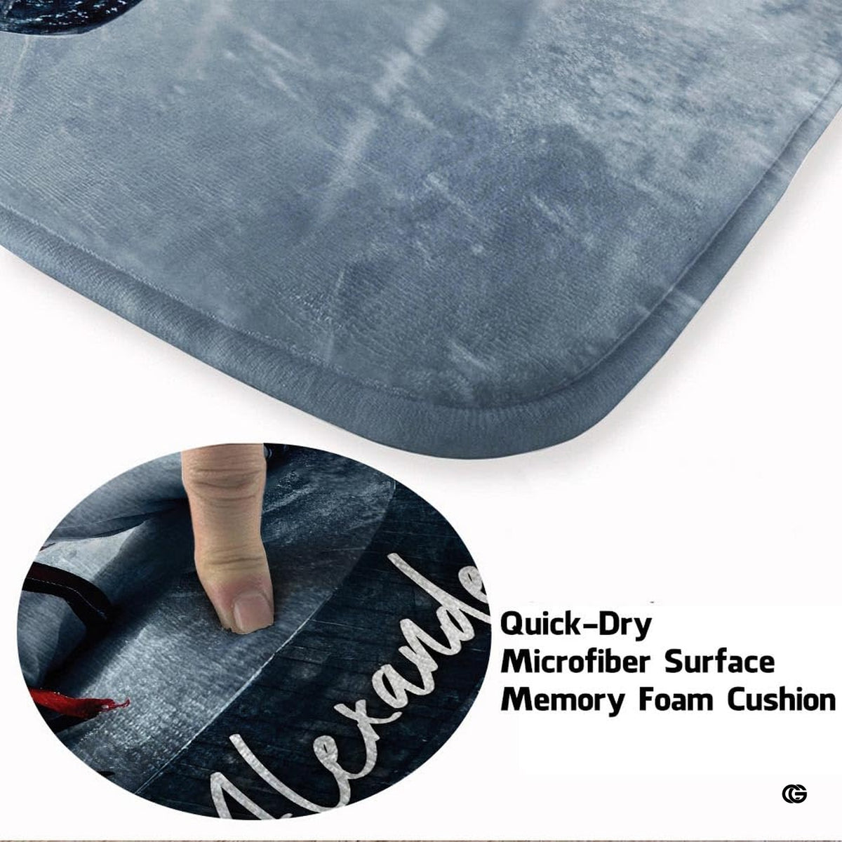 Hockey goal terms themed floor rug styled under living room seating. - image 3 of 7