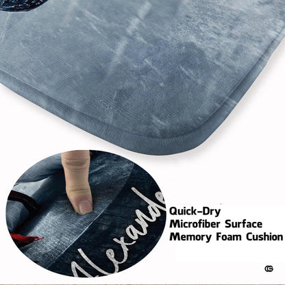 Hockey goal terms themed floor rug styled under living room seating. - thumbnail image 3 of 7