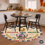 Custom Soccer Round Rug with Championship Trophy and Flags - D10