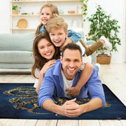 Vintage nautical gold octopus living room area rug styled in modern patio lounge setting - thumbnail image 5 of 7