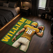 Personalized Football Shaped Rug, Non-Slip Washable Sport Carpet (A03)