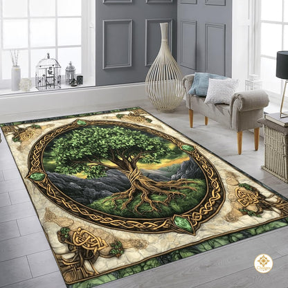 Custom Tree of Life Welcome Mat with Celtic Design and Non-Slip Backing - Tree-ds17