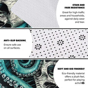 Soft low-pile microfiber surface texture on gothic kraken octopus sports area rug - thumbnail image 3 of 7