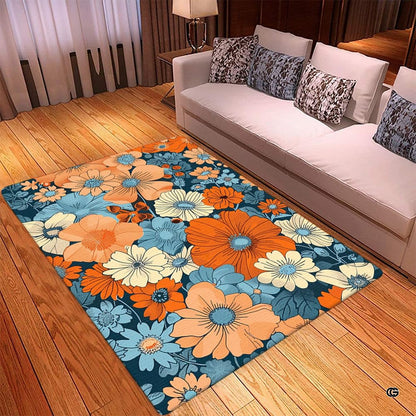 Close up texture detail showing soft pile surface and stitching of floral area rug. - thumbnail image 3 of 5