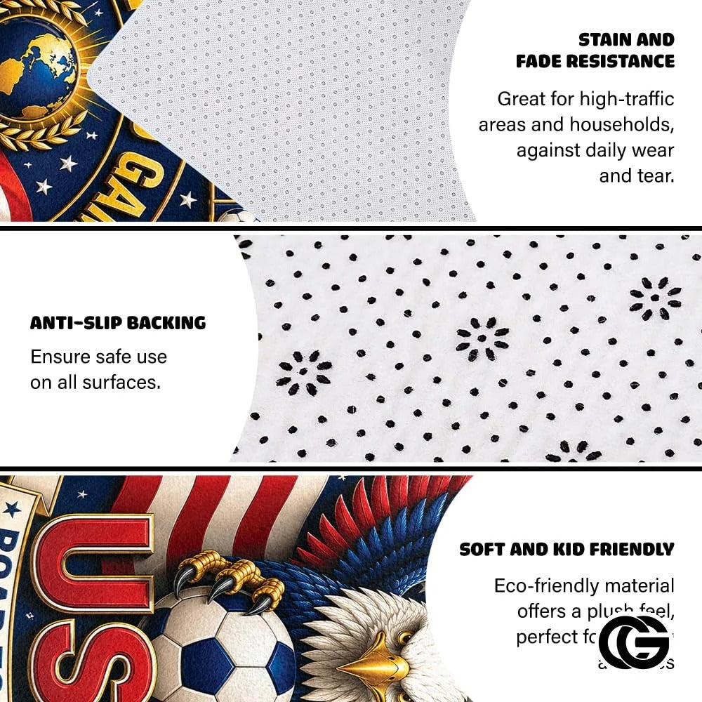 Personalized Soccer Doormat with Trophy and Flags - D7