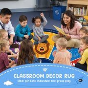 Wheel of Feelings and Emotions Round Rug, Educational Mental Health Rug for Classroom, Educational Animal Shape School Mat, Back to School Gift (Feeling 3)