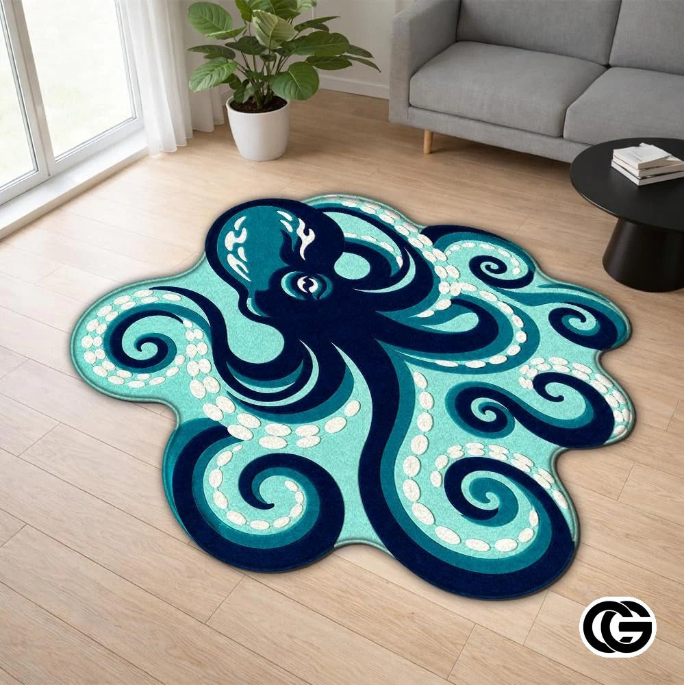 Custom Octopus Welcome Mat with Sea Monster Art - D8