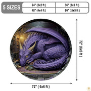 Personalized Dragon Round Rug for Library and Bedroom