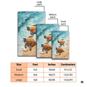 Detailed amber shell markings and flippers on sea turtle motif for seaside area rug styling. - thumbnail image 2 of 7
