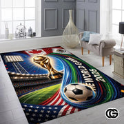 Personalized Soccer Welcome Mat with Family Name and Trophy