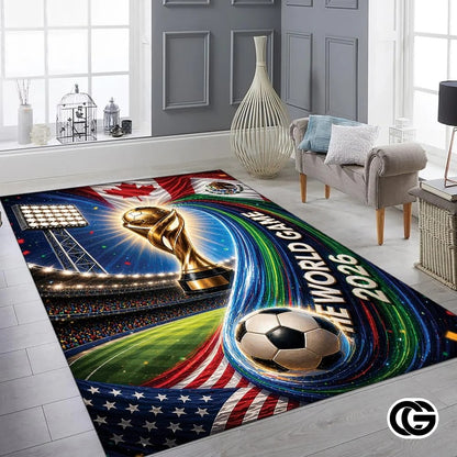 Personalized Soccer Welcome Mat with Family Name and Trophy
