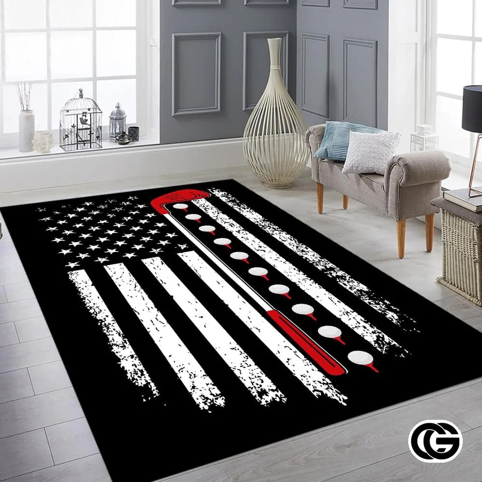 Custom Golf Area Rug with Non Slip Design and Low Pile