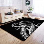 Octopus tentacles area rug displayed beside living room couch and side table. - thumbnail image 7 of 7
