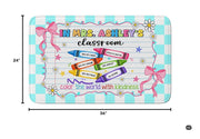 Personalized Teacher Classroom Rug, Custom Back to School Welcome Mat with Name, Kindergarten Preschool Elementary Decor, Composition Notebook Carpet (A06)