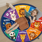 Wheel of Feelings and Emotions Round Rug, Educational Mental Health Rug for Classroom, Educational Animal Shape School Mat, Back to School Gift (Feeling 3)
