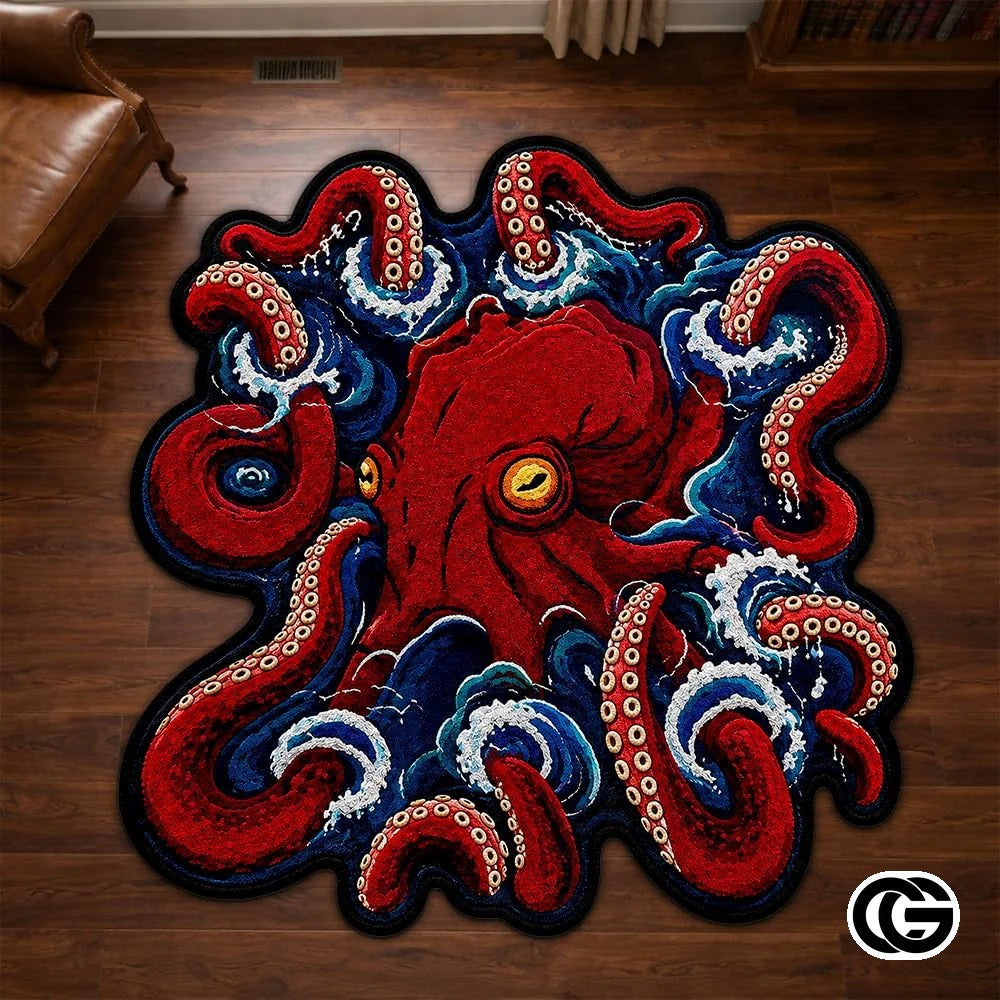 Custom Octopus Shaped Welcome Mat for Door and Entryway - D3