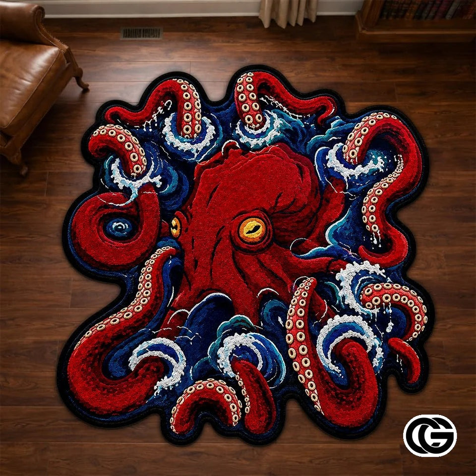 Custom Octopus Shaped Welcome Mat for Door and Entryway - D3