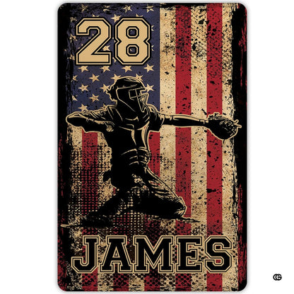 Angled perspective view showcasing the catcher silhouette and distressed flag graphic - thumbnail image 8 of 8