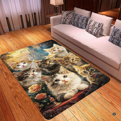 Mockup display showing the kitten area rug placed near living room furniture and light flooring - thumbnail image 2 of 5