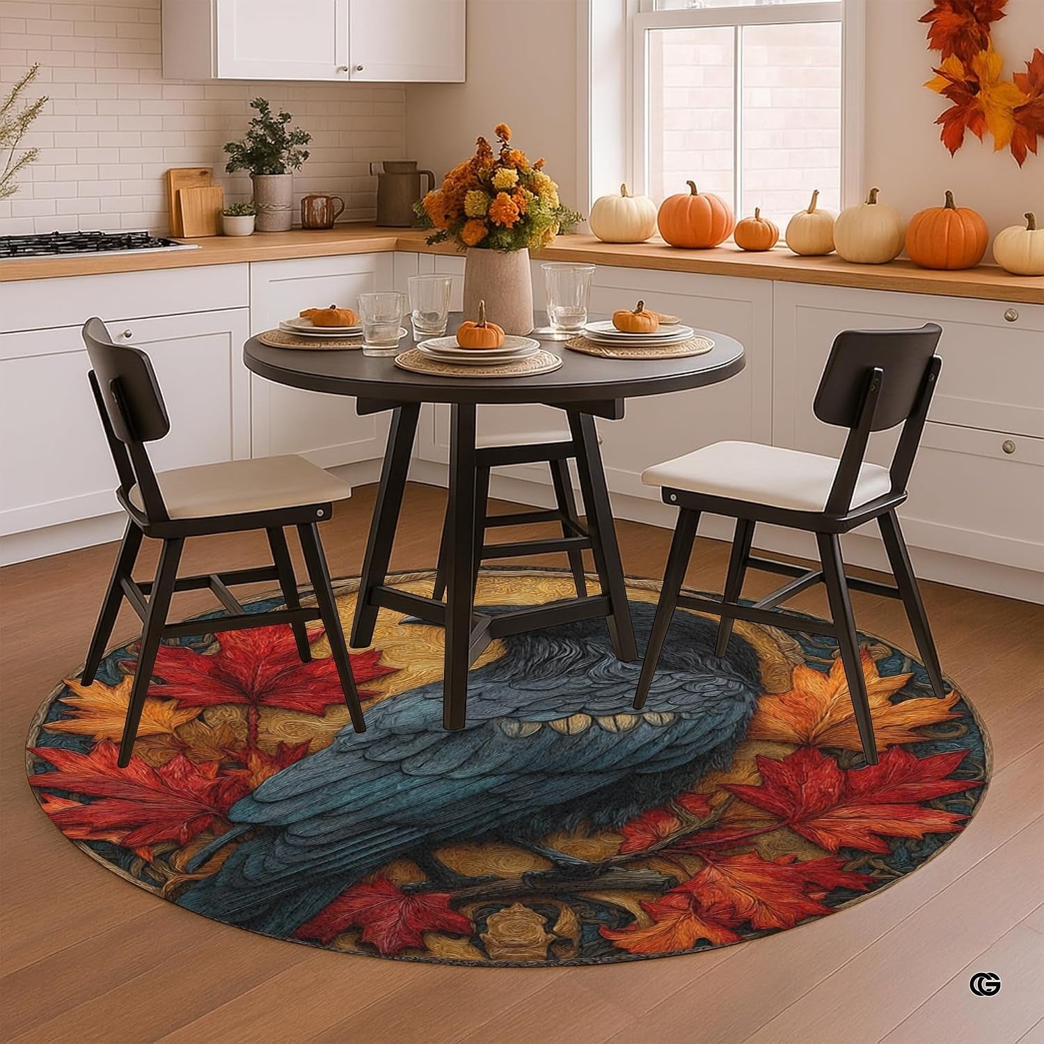 Custom Halloween 3D Optical Illusion Round Rug Skeleton Horror Area Rug (1, #15)