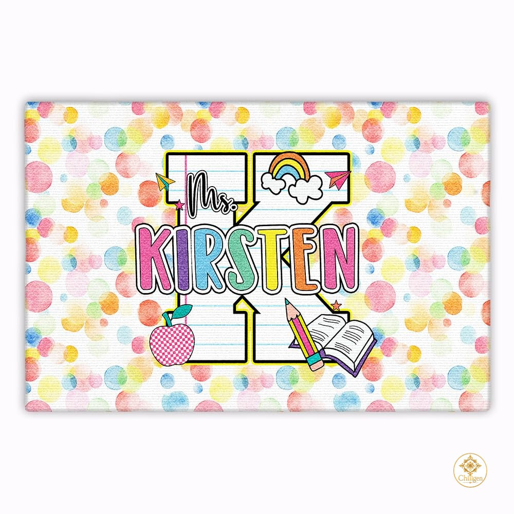 Custom Teacher Doormat with Personalized Name and Classroom Theme