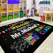 Custom Mathematics Education Rug for Classroom and Playroom - Welcome to Math Class / 3' x 5' (Rectangular)