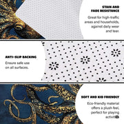 Soft low-pile microfiber surface texture on vintage nautical octopus sports area rug - thumbnail image 3 of 7