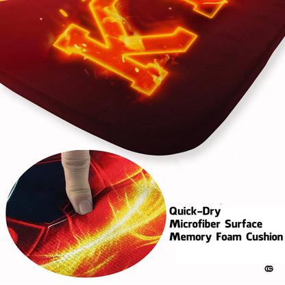 Close up texture detail of soccer area rug soft pile surface and hemmed edges. - thumbnail image 3 of 8