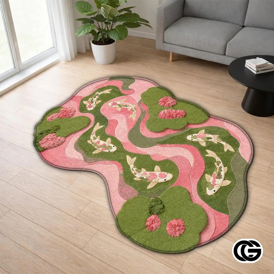Custom Koi Fish Shaped Area Rug for Bedroom and Living Room