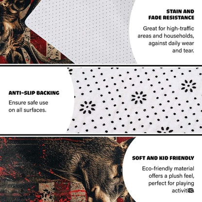 Non-slip grip backing texture and resilient construction of deer area rug. - thumbnail image 6 of 7