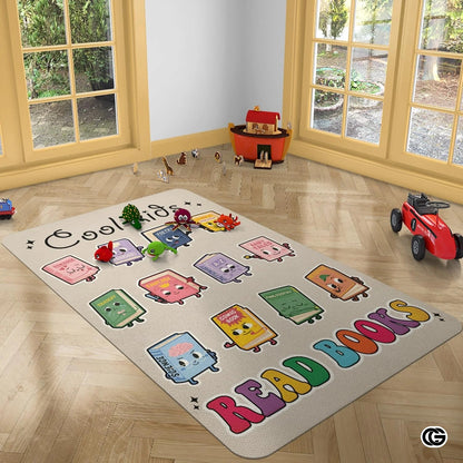 Personalized Cool Kids Read Book Rug for Classroom and Library