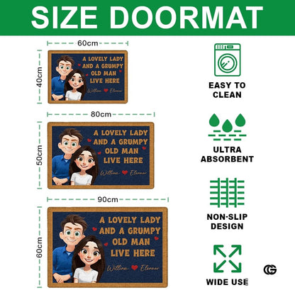 Personalized Family Couple Doormat, Custom Couple Husband Wife Doormat Gift, Outdoor Front Door Rug on Birthday, Christmas, Anniversaries, Valentine's Day for Him Her Woman (S4)