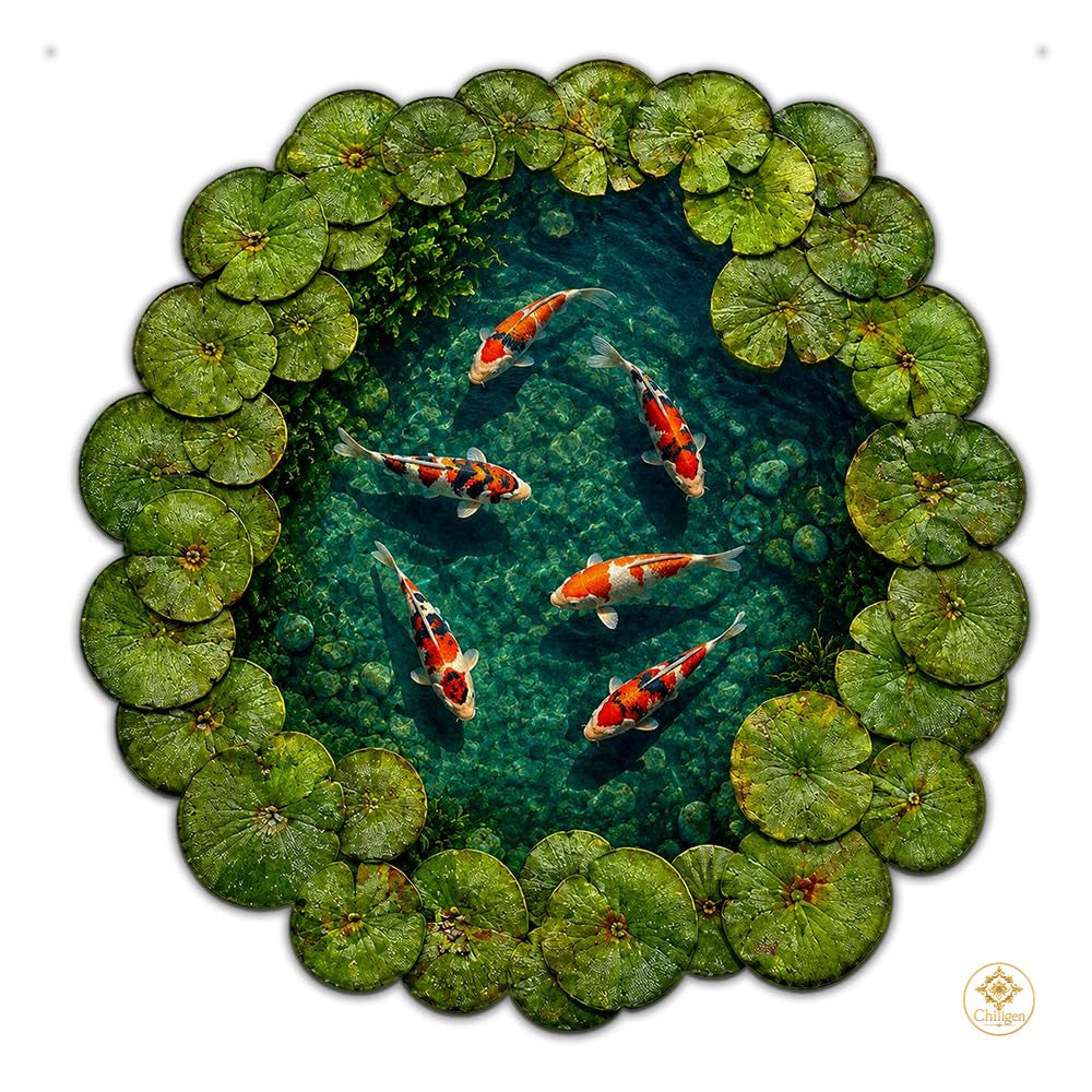 Custom Koi Pond Welcome Mat for Front Door and Entryway