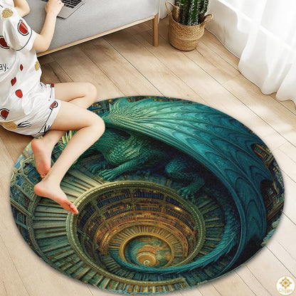 Personalized Dragon Welcome Mat with 3D Effect and Library Art