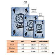 Overhead perspective of the ice hockey arena motif featuring icy blue shades and centered hockey crest. - thumbnail image 2 of 7