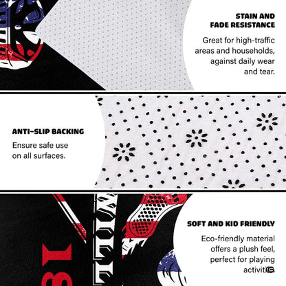 Lifestyle mockup showing the sports rug centered on a contemporary wood floor - thumbnail image 8 of 8