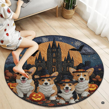 Custom Halloween 3D Optical Illusion Round Rug Skeleton Horror Area Rug (1, #7)