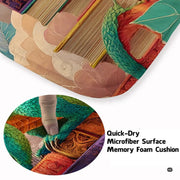 Emerald green and orange winged dragon perched on antique storybooks against a sky of pastel clouds area rug. - thumbnail image 3 of 6