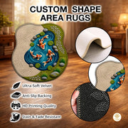 Custom Koi Fish Welcome Mat with 3D Pond and Lotus