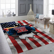 Close-up view of printed batter artwork with industrial mesh accents and rich colors. - thumbnail image 6 of 8