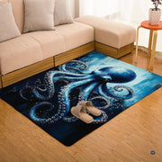 Close up texture detail showing soft pile surface and stitching of octopus area rug. - thumbnail image 3 of 7